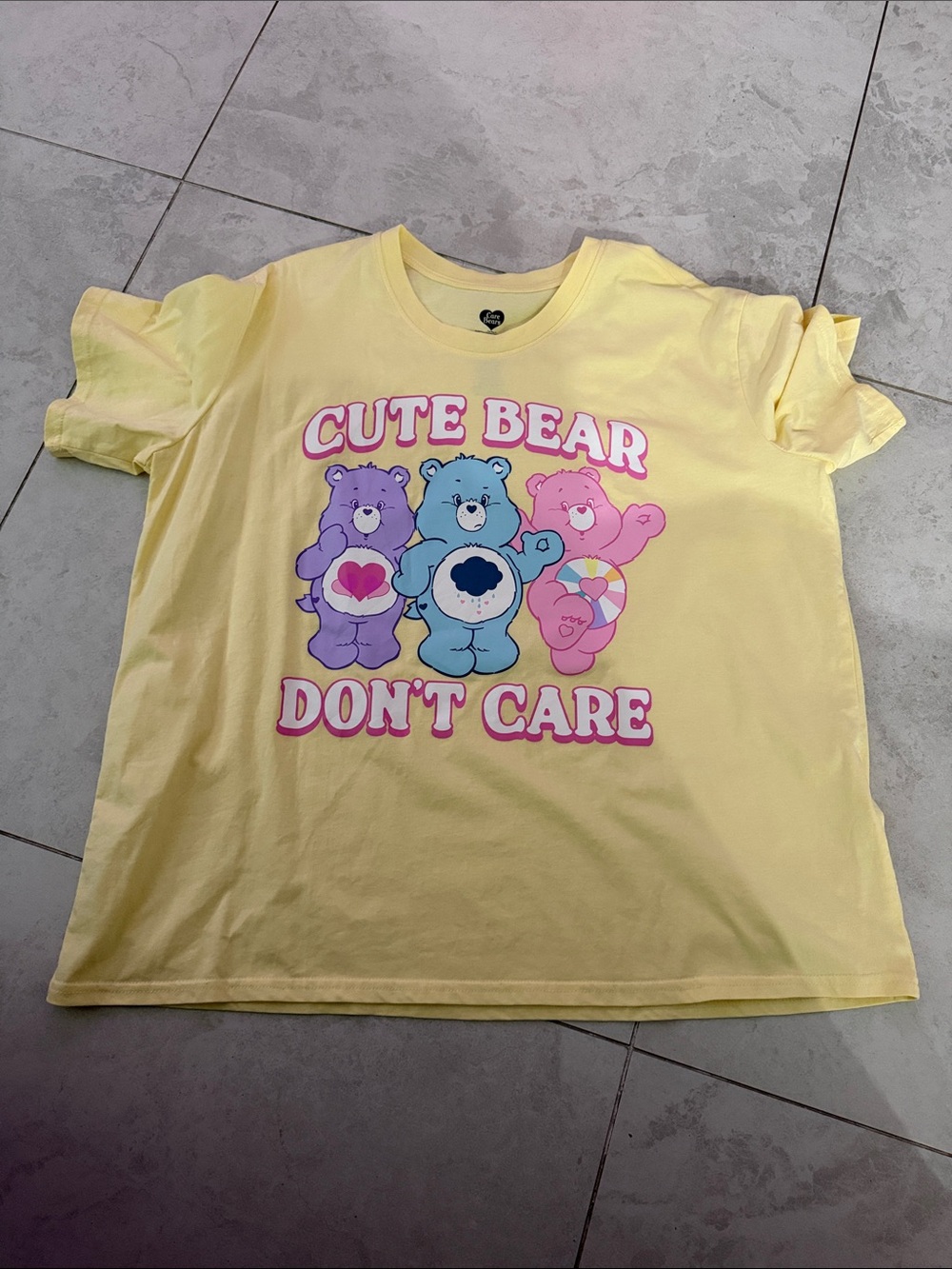 Care Bears Yellow Graphic Tee with Pink & Blue Bears